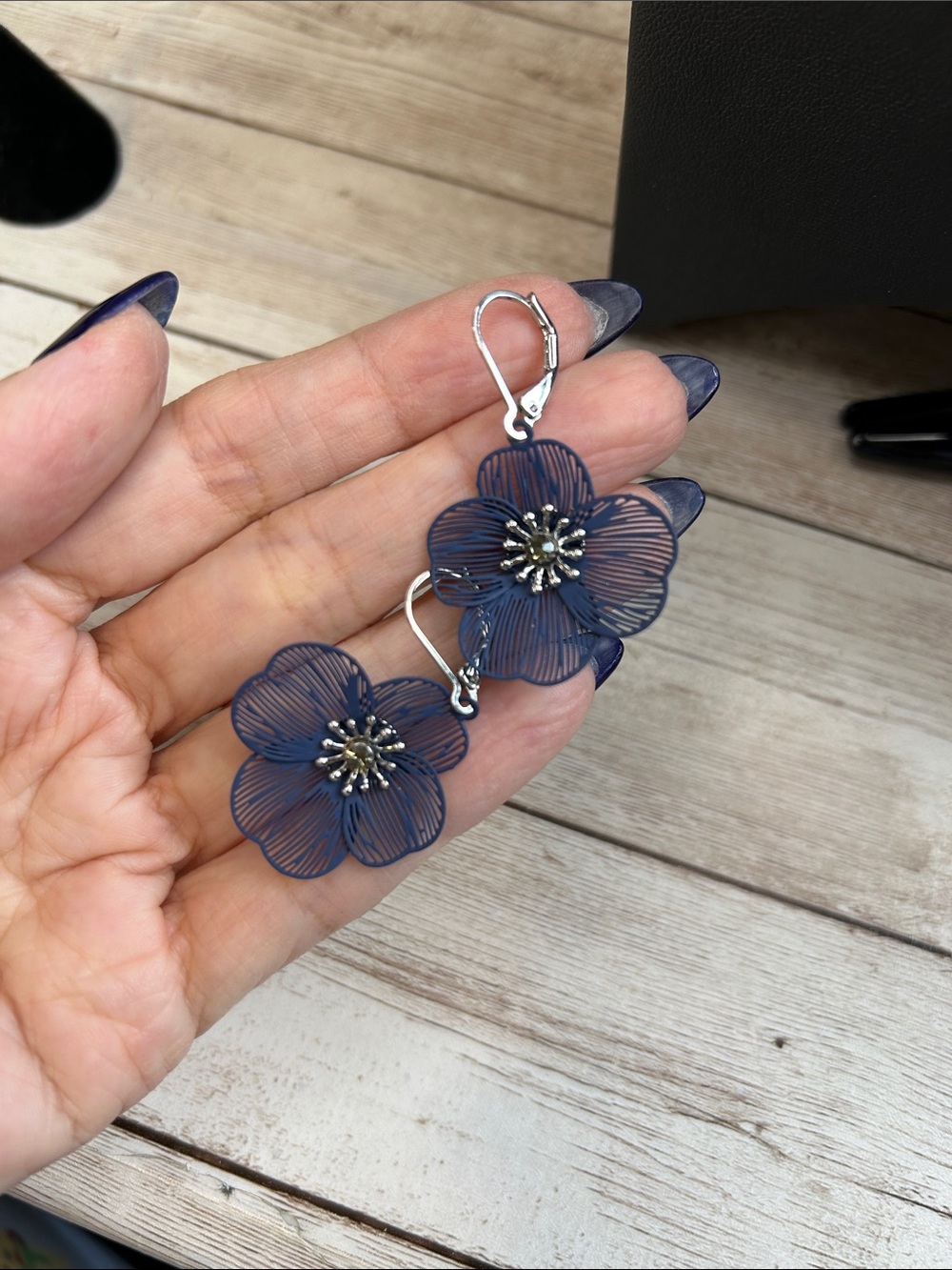 Blue Floral Drop Earrings - Women Jewelry
